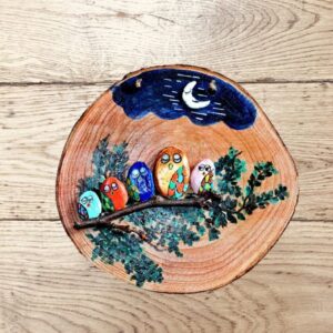 Rodaja Madera Modelo Pájaros Durmientes