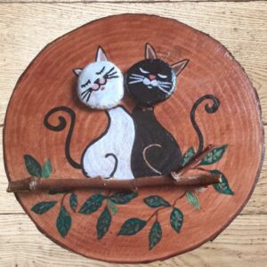 Rodaja Madera Modelo Gatos