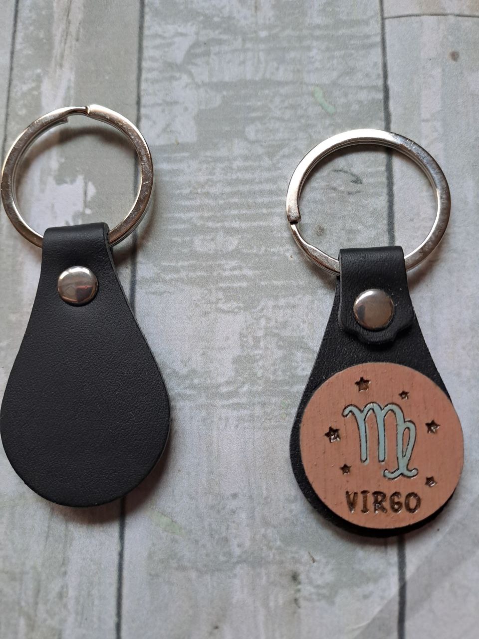 Llavero Zodiaco Madera y Cuero - Imagen 2