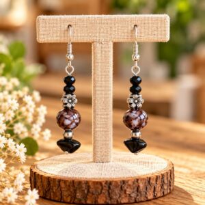 Pendientes Modelo Moka en soporte de madera