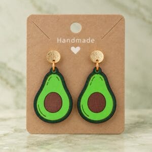 Pendientes Modelo Aguacate en madera pintada